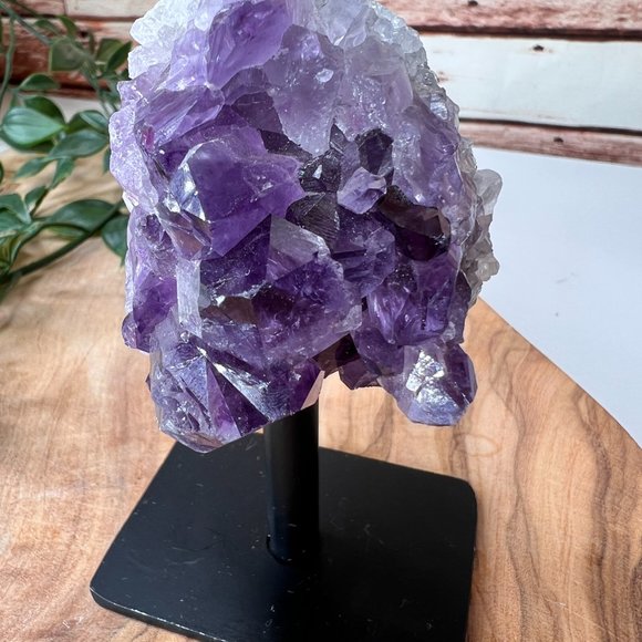 Raw Standing Amethyst Geode Cluster On A Metal Stand - Crystal Home Decor - Picture 6 of 11